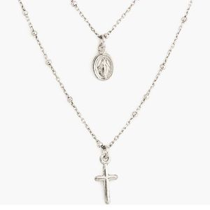 Speidel Cross & Miraculous Medal Pendant Necklace